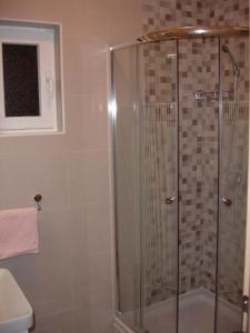 een badkamer met een douche en een toilet bij Apartments with a parking space Orebic, Peljesac - 12361 in Orebić
