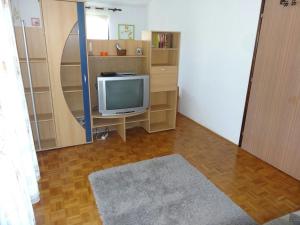 salon z telewizorem i drewnianą podłogą w obiekcie Apartments with a parking space Sabunike, Zadar - 13150 w Nin