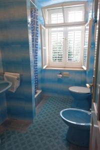 ein Bad mit einem WC, einem Waschbecken und einem Fenster in der Unterkunft Apartments by the sea Broce, Peljesac - 13182 in Ston