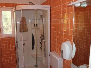 a bathroom with a shower and a toilet at Apartments by the sea Sveta Nedilja, Hvar - 13176 in Jelsa