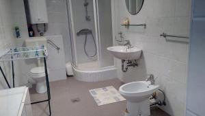 ein Bad mit einem Waschbecken, einer Dusche und einem WC in der Unterkunft Apartments by the sea Mali Losinj (Losinj) - 13556 in Veli Lošinj
