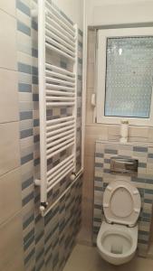 a small bathroom with a toilet and a window at Apartments with a parking space Kostrena, Rijeka - 13563 in Kostrena