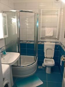 a bathroom with a toilet and a sink and a shower at Apartments with a parking space Kostrena, Rijeka - 13563 in Kostrena