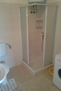 a bathroom with a shower with a toilet and a sink at Apartments with a parking space Rogoznica - 13684 in Rogoznica