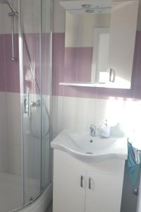 a bathroom with a sink and a shower at Apartments by the sea Stomorska, Solta - 13695 in Stomorska