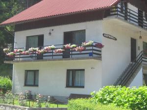 dom z skrzyniami kwiatowymi na balkonie w obiekcie Apartments with a parking space Lokve, Gorski kotar - 15061 w mieście Lokve
