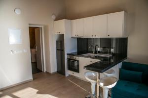 Kuchyň nebo kuchyňský kout v ubytování HOTEL ALEXANDER