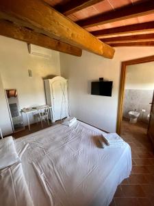 a bedroom with a large white bed in a room at Affittacamere Il Vecchio Mandorlo in Montemagno