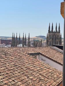 vistas a la catedral desde el techo de un edificio en Cinco Sentidos by Unique Rooms en Burgos