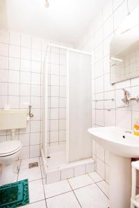 a bathroom with a shower and a toilet and a sink at Apartment Brna 147a in Smokvica
