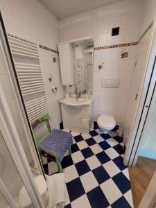 a bathroom with a toilet and a sink at APPARTAMENTO GREGORY in Predazzo