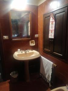 La salle de bains est pourvue d'un lavabo et d'un miroir. dans l'établissement La casa del pozzo, à Sillico