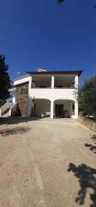 a large white house with a large driveway at Il salice in Monte San Savino