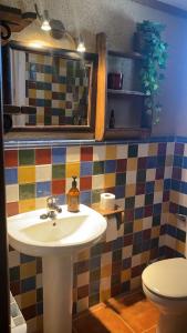 ein Bad mit einem Waschbecken und einem WC in der Unterkunft Casa Zapatero en Somontano in Salas Bajas