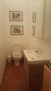 a bathroom with a white toilet and a sink at Passerelle Opéra Perpignan in Perpignan