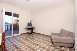 a living room with a couch and a television at Apartment Prizba 176a in Prizba