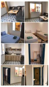 kolaż czterech zdjęć pokoju w obiekcie Green Stay - Imsouane w mieście Imsouane