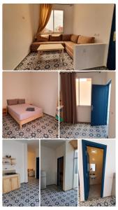 kolaż czterech zdjęć pokoju w obiekcie Green Stay - Imsouane w mieście Imsouane
