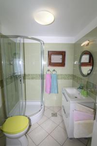 a bathroom with a shower and a toilet and a sink at Apartments by the sea Veli Losinj, Losinj - 15229 in Veli Lošinj