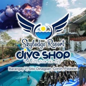 a flyer for a dive shop at one from the sky at Skylodge Resort in Coron