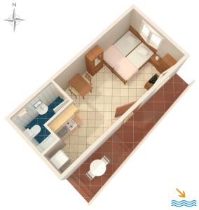 plan piętra pokoju z sypialnią w obiekcie Apartments with a parking space Kornic, Krk - 416 w mieście Kornić