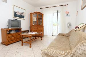 a living room with a couch and a tv at Apartments with a parking space Zuljana, Peljesac - 252 in Žuljana