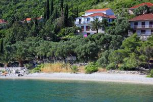 a house on a hill next to a body of water at Triple Room Trpanj 258a in Trpanj