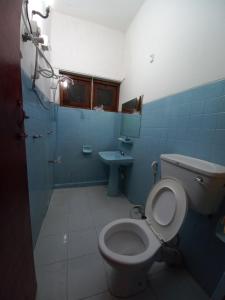 uma casa de banho com um WC e um lavatório em Lazy Bear Best Hostel in Kandy em Kandy
