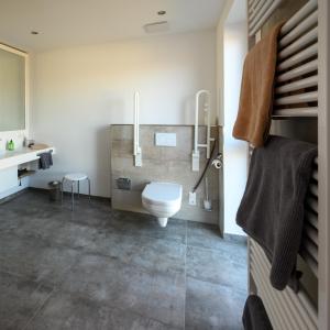 a bathroom with a toilet and a sink at Gästehaus zum Weintraum 