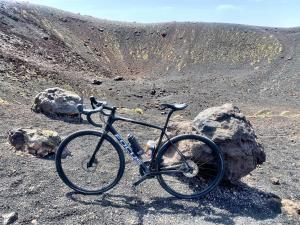 a bike parked on the side of a mountain at Blue Marine Taormina in Taormina