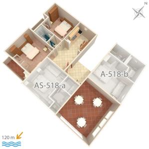 Půdorys ubytování Apartments by the sea Podgora, Makarska - 518