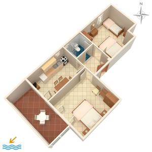 Půdorys ubytování Apartments by the sea Mandre, Pag - 523