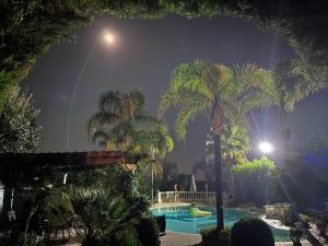 Modica Blu Oceano في موديكا: مسبح بالليل فيه نخل