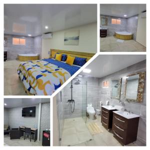a collage of pictures of a bedroom and a bathroom at Hotel Sea Breeze Sosua in Sosúa
