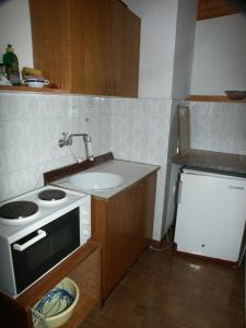 uma pequena cozinha com um fogão e um lavatório em Apartments by the sea Babine Kuce, Mljet - 610 em Goveđari