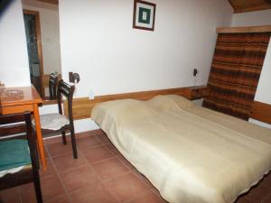 um quarto com uma cama, uma secretária e uma cadeira em Apartments by the sea Babine Kuce, Mljet - 610 em Goveđari