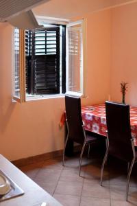 a dining room with a table and chairs and a window at Apartments by the sea Prozurska Luka, Mljet - 619 in Prožura +11 photos