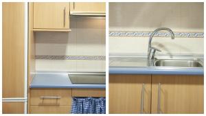 A kitchen or kitchenette at El Capricho de Ana - Apartamentos Aloha Toledo