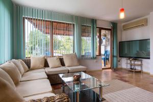 Villa ADORA في بالشيك: غرفة معيشة مع أريكة وطاولة زجاجية