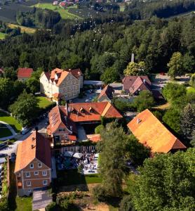 an aerial view of a small village with houses at kh1897 I kirchenwirt hofer in Puch bei Weiz