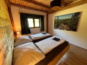1 Schlafzimmer mit 2 Betten in einem Zimmer in der Unterkunft Na samotě u lesa - Jeseníky in Mikulovice