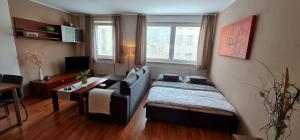 sala de estar con cama y sofá en Apartmán P+Z en Znojmo