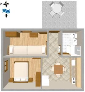 plan piętra domu z sypialnią i łazienką w obiekcie Apartments by the sea Banjole, Pula - 2229 w Puli