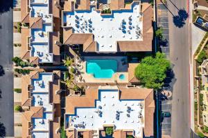 an overhead view of a house with a pool at Paradise View Villa in Scottsdale