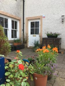 un giardino fiorito di fronte a una casa di B&B at No 4 a Biggar