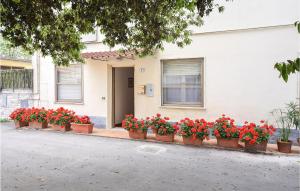 uma linha de flores em vasos em frente a um edifício em 1 Bedroom Stunning Apartment In Vecchiano em Vecchiano