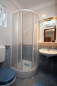 a bathroom with a shower and a toilet and a sink at Apartment Selce 2379a in Selce