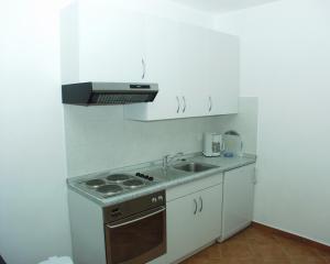 małą kuchnię z kuchenką i zlewem w obiekcie Apartment Rabac 2323b w Rabacu