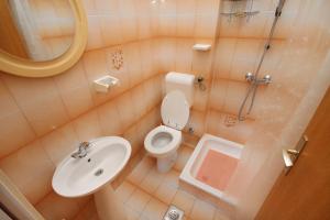 a small bathroom with a toilet and a sink at Apartment Rabac 2340a in Rabac +23 photos