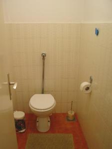 a bathroom with a toilet and a toilet paper dispenser at Apartment Selce 2372c in Selce